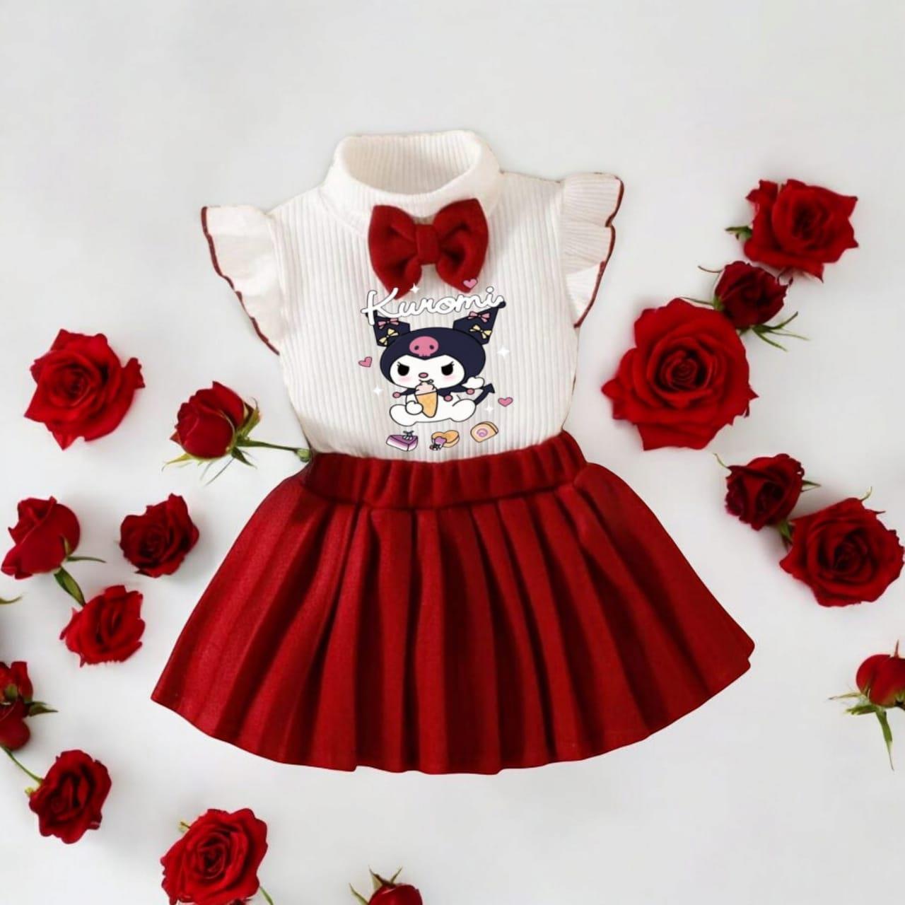 Baju Setelan Rok Knit Tanktop Labubu Kuromi Lucu Pakaian Anak Perempuan Lekmong 1 2 3 4 5 6 Tahun