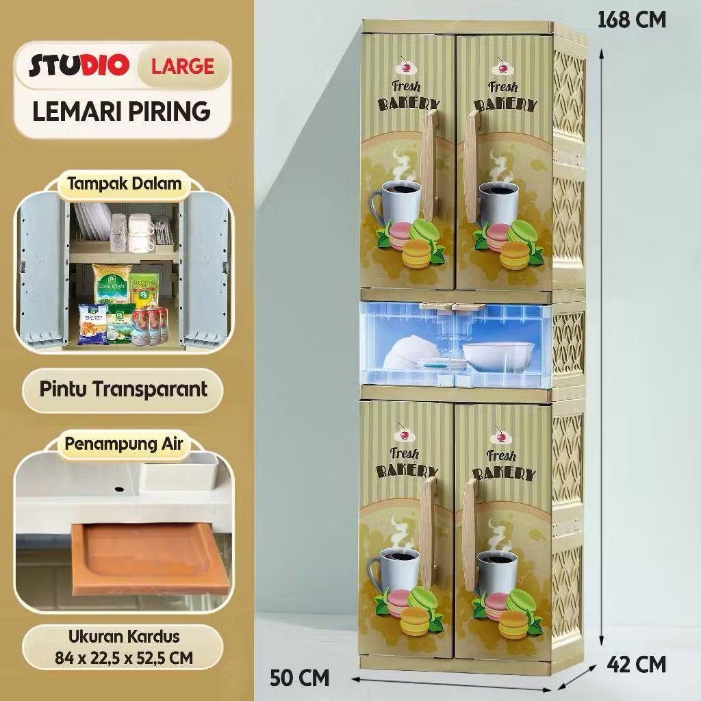 STUDIO ASLI - LEMARI RAK PIRING PLASTIK + PEMBUANGAN AIR LEMARI MAKANAN SERBAGUNA
