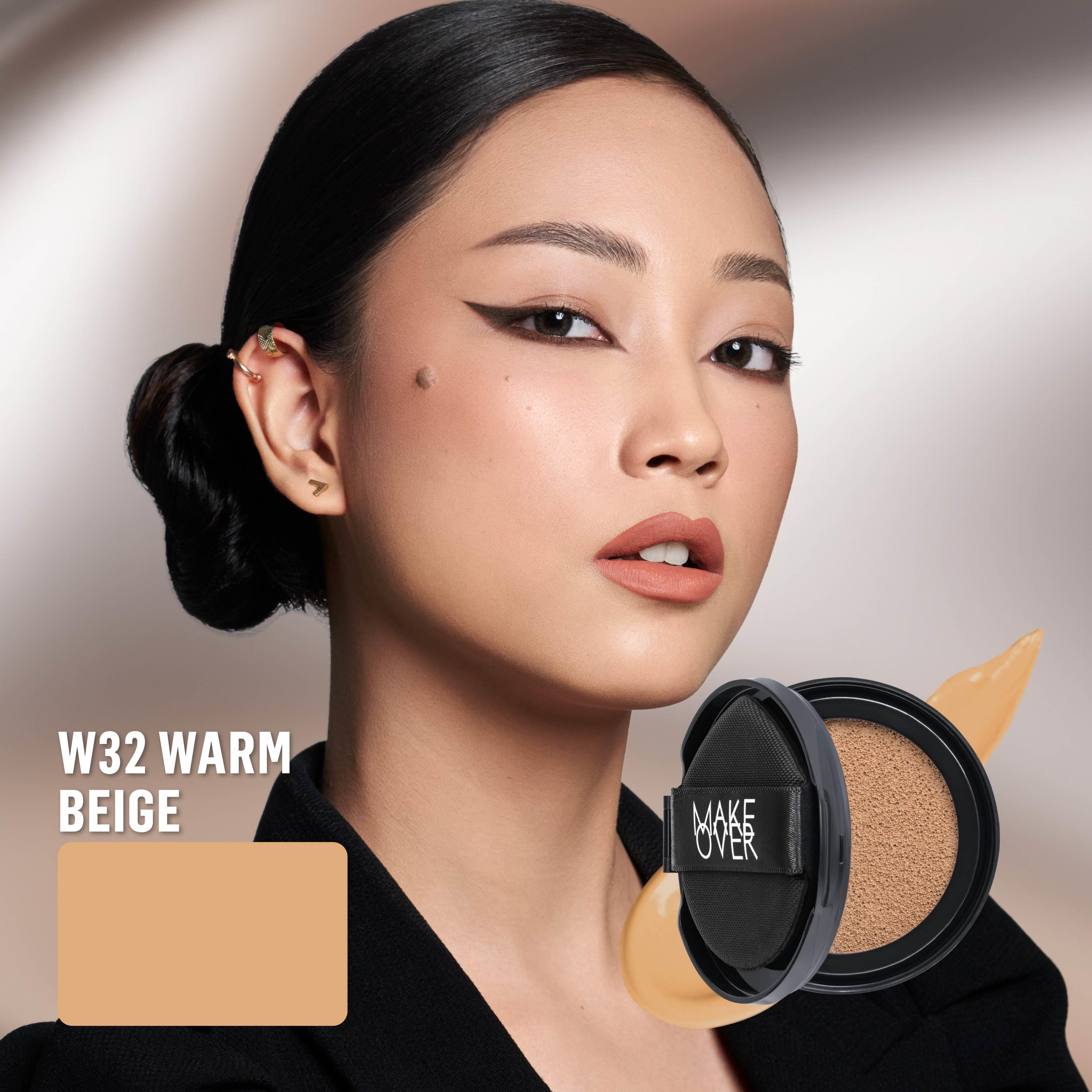 NEW! MAKE OVER REFILL Powerstay Sync Matte Cushion - Smart AI Matte Cushion High Coverage Zero Oxidation Oil Control Foundation Compact Makeup Concealer Skin Tint long lasting time less stain with euphoria