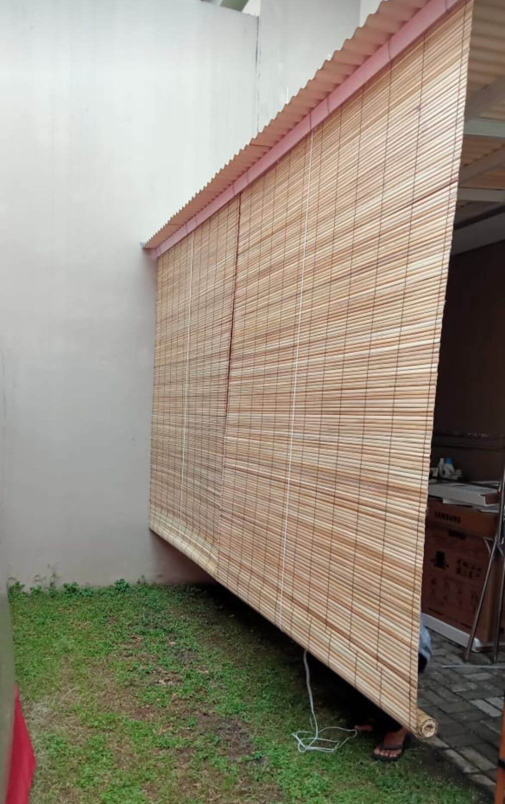 Tirai Bambu outdoor size 25x25 meter plus tali kerekan