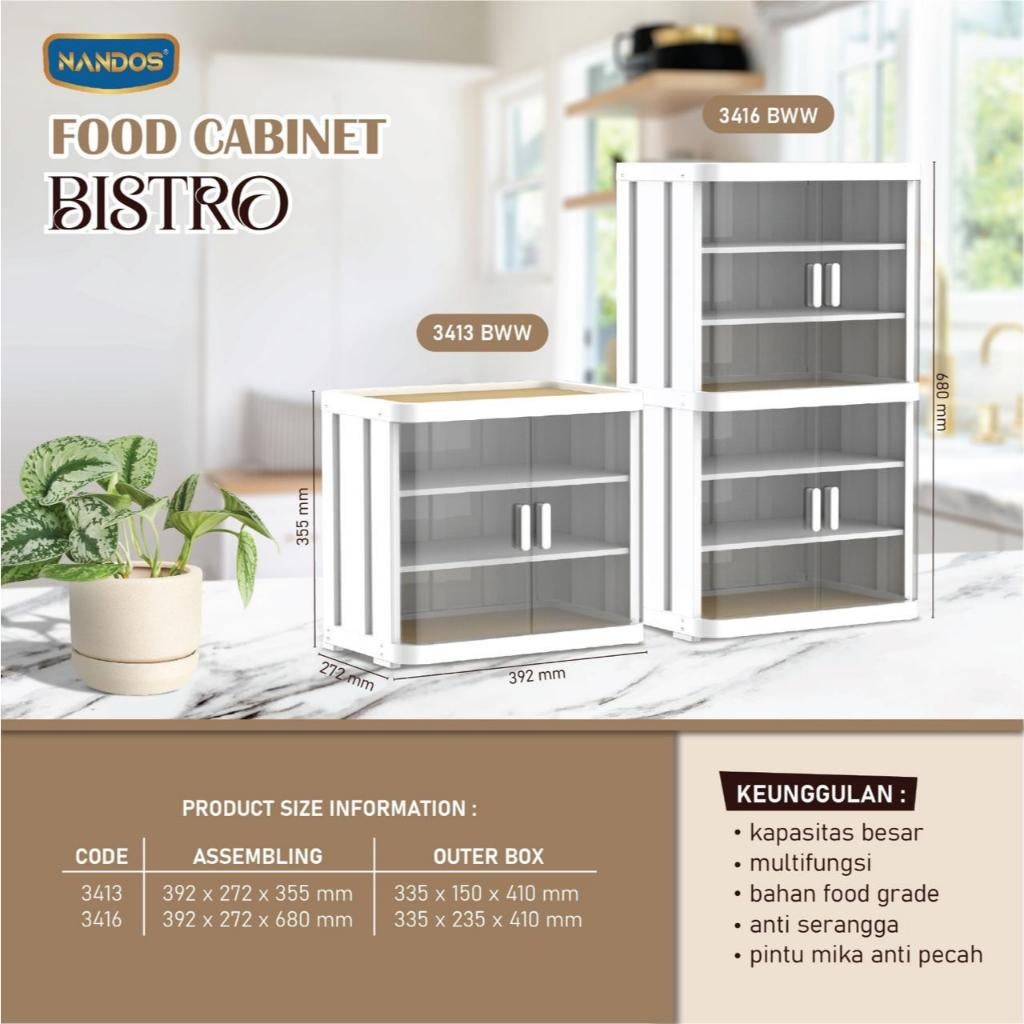Rak Plastik Naiba Nandos untuk Tempat Penyimpanan Makanan Bistro Food Cabinet