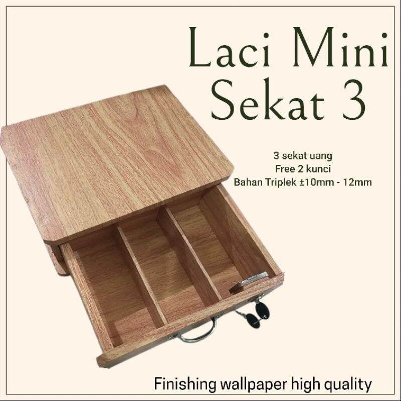 Laci Uang Laci Sekat 3 Laci Portable Laci Meja Penyimpanan Sementara Free Kunci