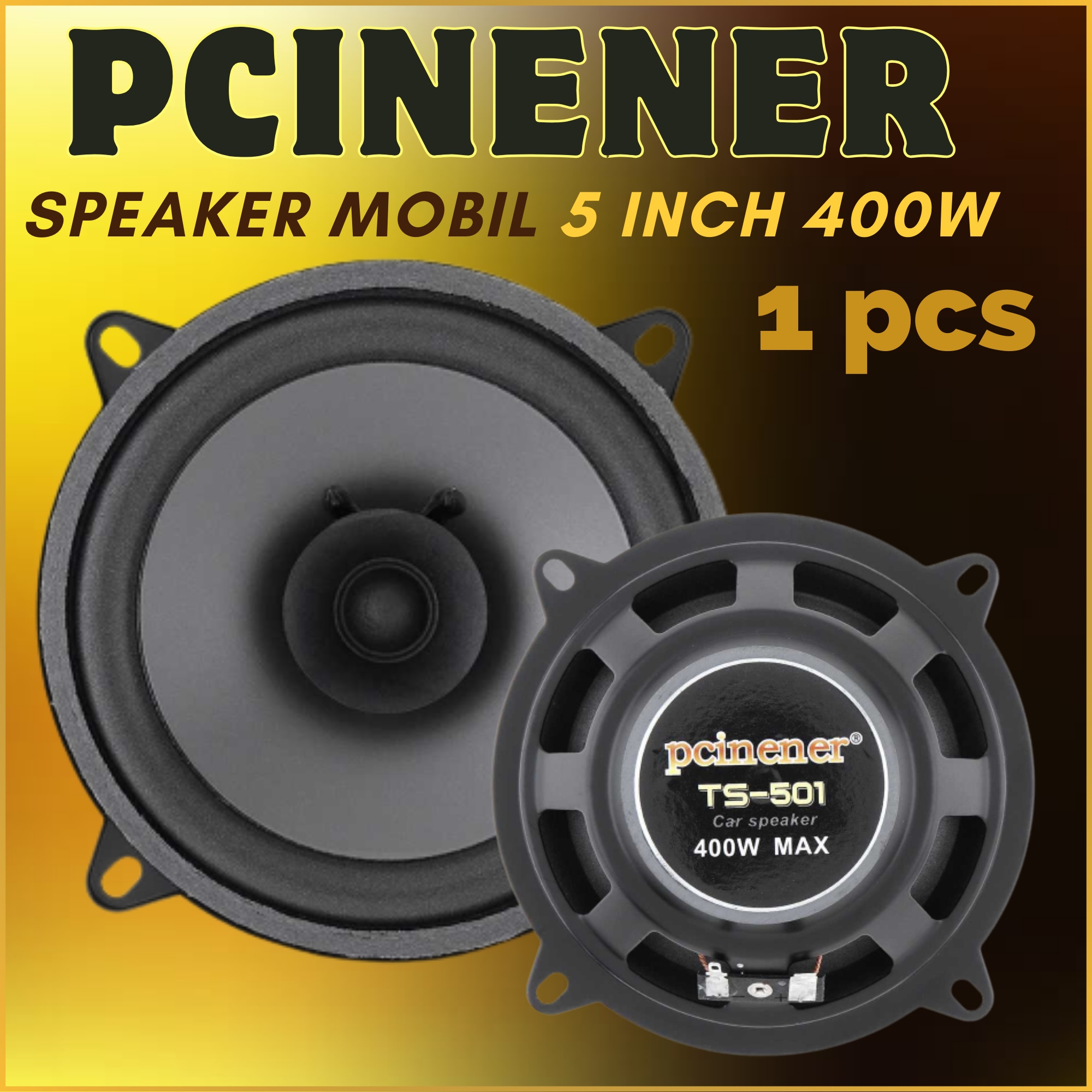PROMO Pcinener Speaker Subwoofer Mobil HiFi Super Full Bass 5 Inch 400W 1 PCS Komplit - Hitam