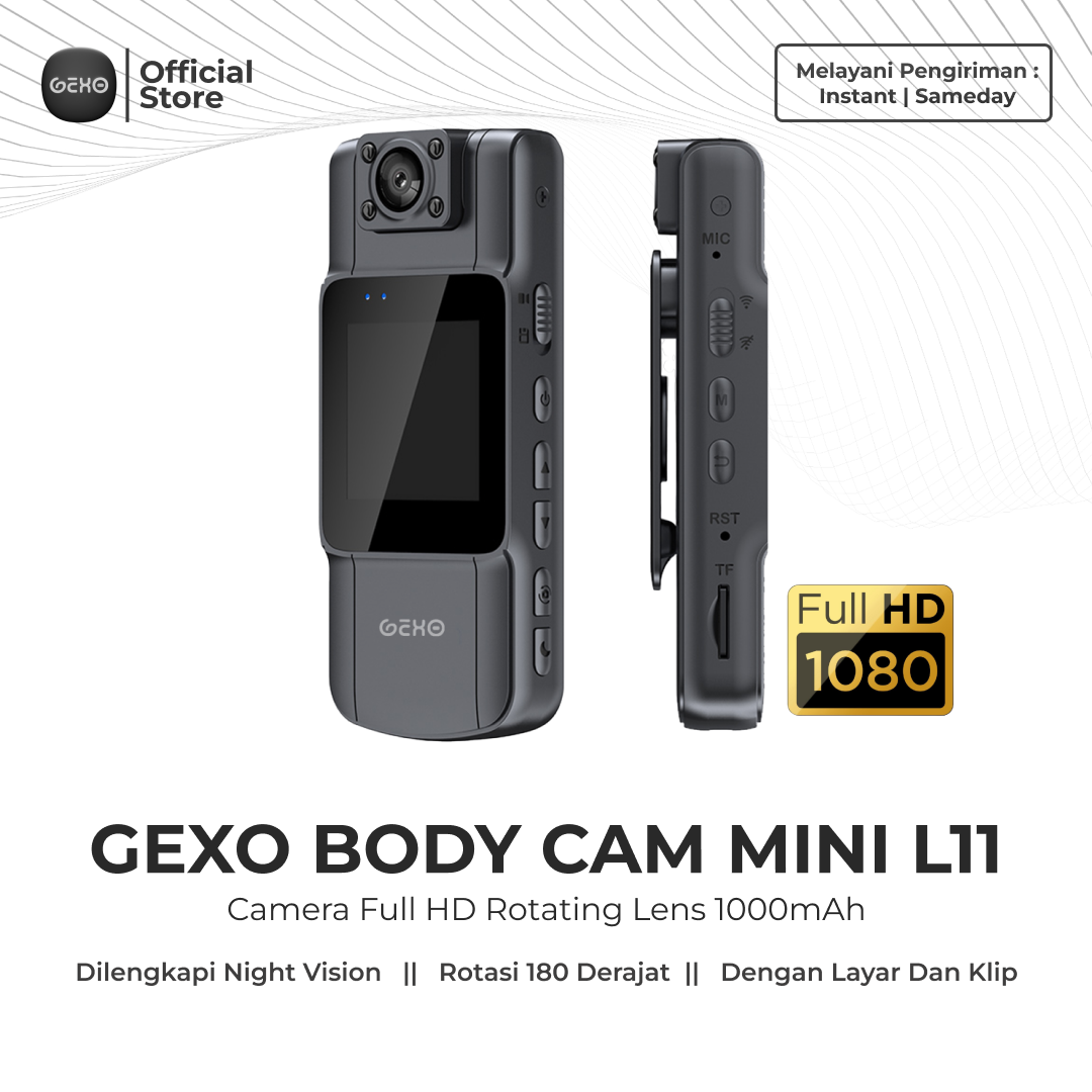 Gexo Body Cam Mini Camera Full HD 1080P Rotating Lens 1000mAh Vlog Camera - L11