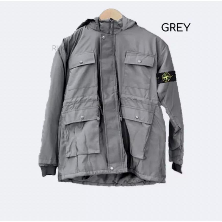 Jaket parka kanvas / Jaket Parka Stone Island / Jaket Parka Pria wanita Full lable and tag Free totebag