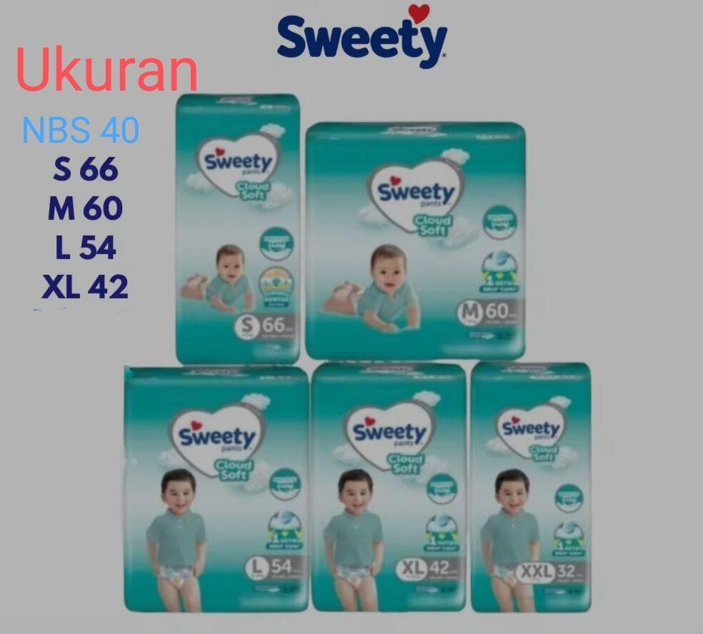 Sweety Silver Pants Cloud Soft S66 M60 L54 XL42 XXL32 (tipe celana) | Sweety Silver Pants Cloud Soft NBS40 (tipe perekat) | Popok Celana dan perekat Baby | pempers bayi
