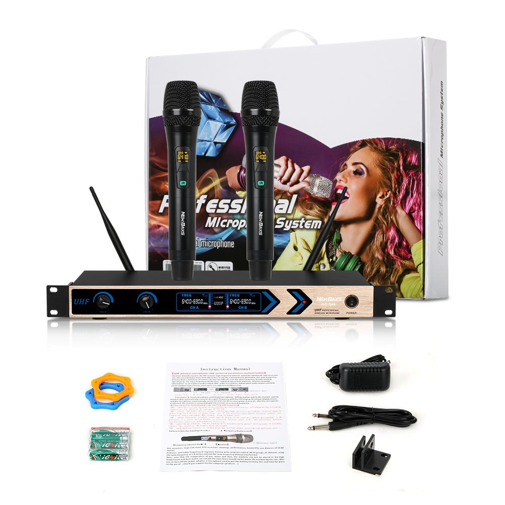 Asli NEW BAXS BG-549 Mikrofon Nirkabel Genggam Profesional Logam Satu Derek Dua Anti-Peluit UHF yang Dapat Disesuaikan Mikrofon Langsung Pertunjukan Panggung KTV FM