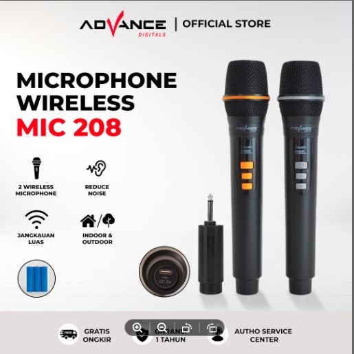 Advance MIC-208 Plus Profesional Microphone Wireless isi 4 Microphone Jack 65mm