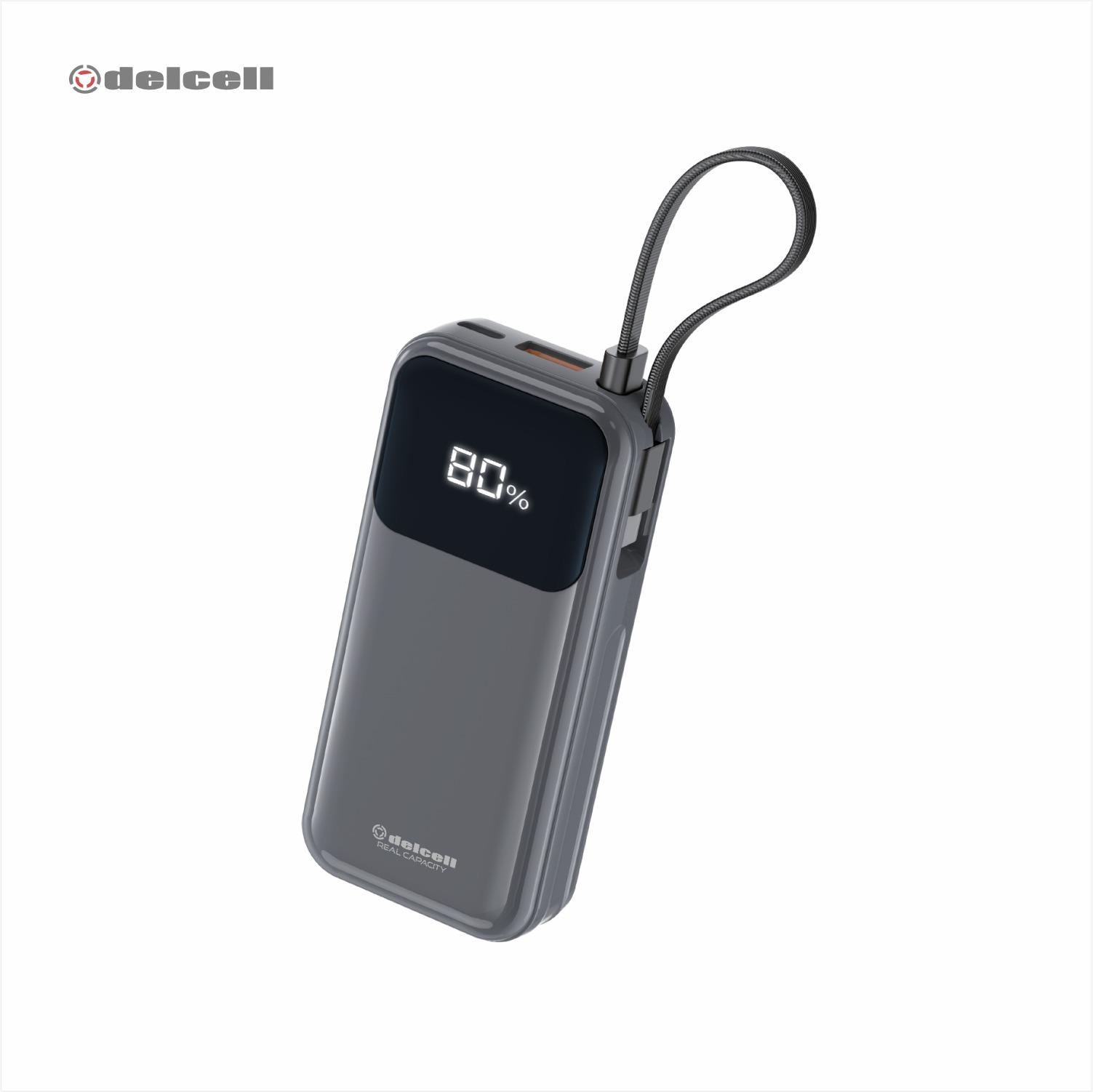 Delcell Teal Powerbank Fast Charging PPS 33W 10000mAh Digital Display Kabel Built-in Type C - Garansi 2 Tahun