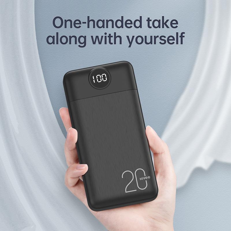 KIVEE 10W Power Bank 20000mAh Powerbank Mini Pengisian Cepat Kapasitas Nyata Dengan Indikator LED | Masukan: USB Ganda | Keluaran: Tipe-c & MICRO USB