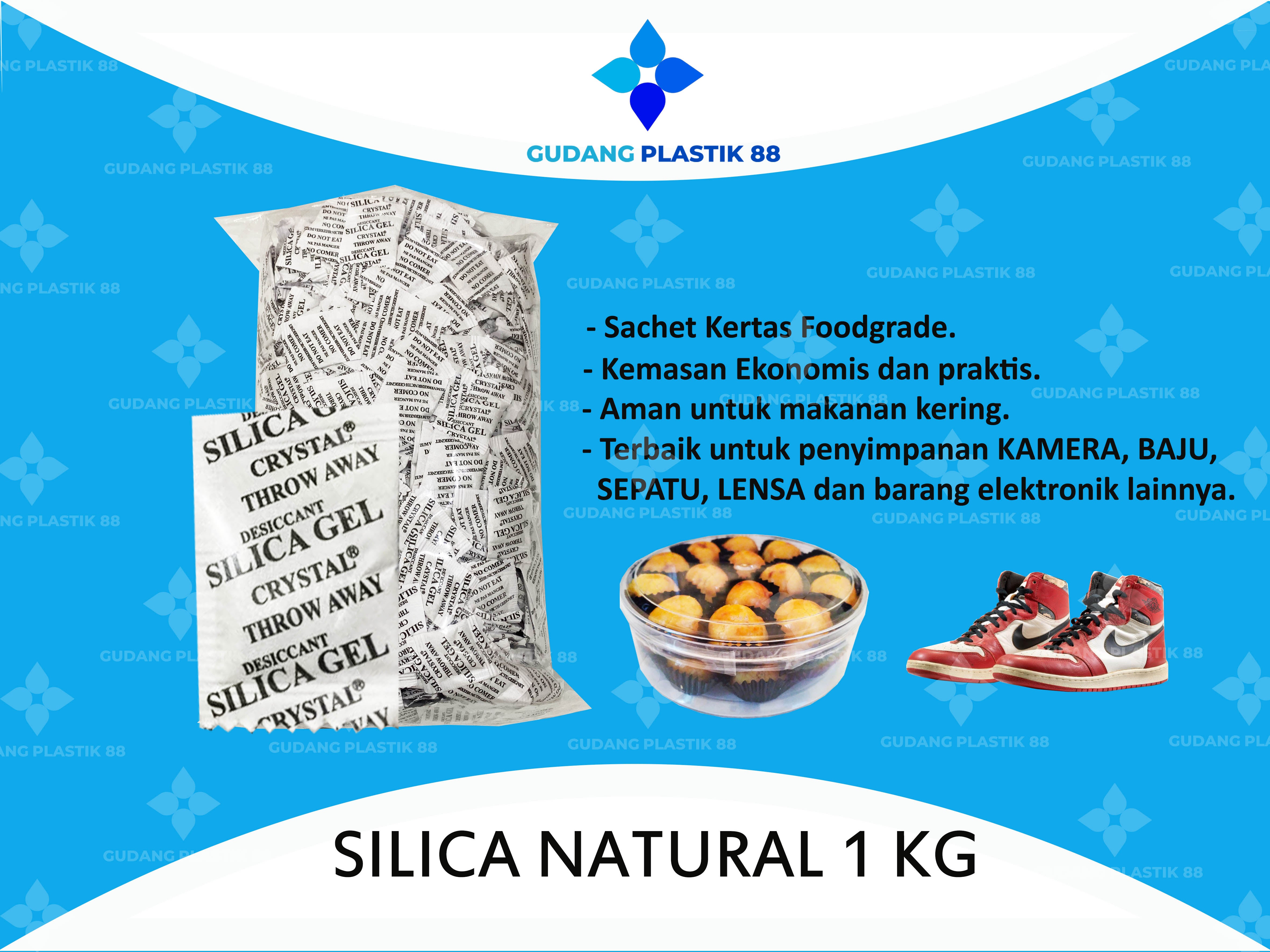 1 KG - SILICA GEL NATURAL ALAMI 1KG / SILICA FOODGRADE / SILICA KAMERA / SILICA NATURAL / SILICA SEPATU / SILICA BAJU / SILICA INDUSTRI SEPATU / SILICA GEL SEPATU / SILICA GEL KAMERA / SILICA TANPA KIMIA / BERAT BERSIH 1 KG / HARAP PILIH UKURAN GRAMASI