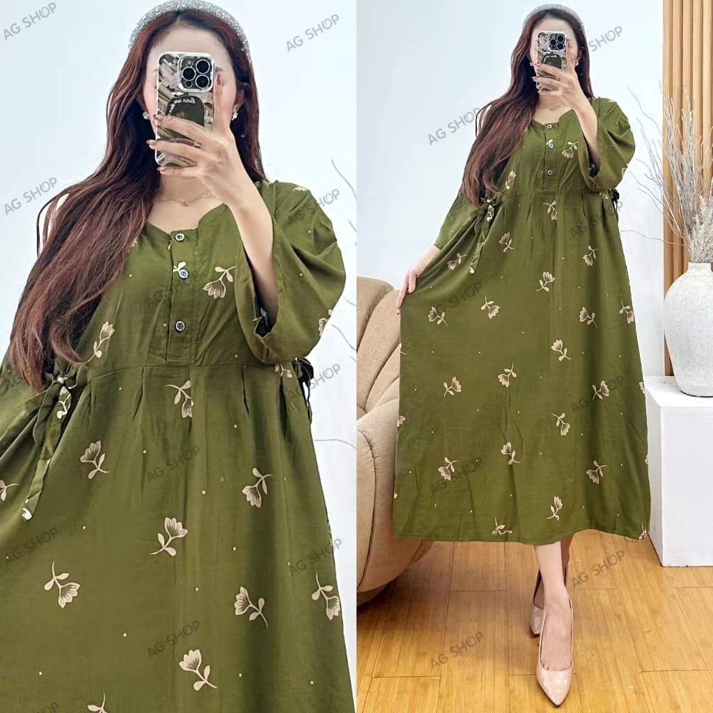 DASTER JUMBO WANITA LD 120 LENGAN 3/4 TERBARU 2025 DRESS BAHAN RAYON SUPER TEBAL BUSUI KANCING AKTIF