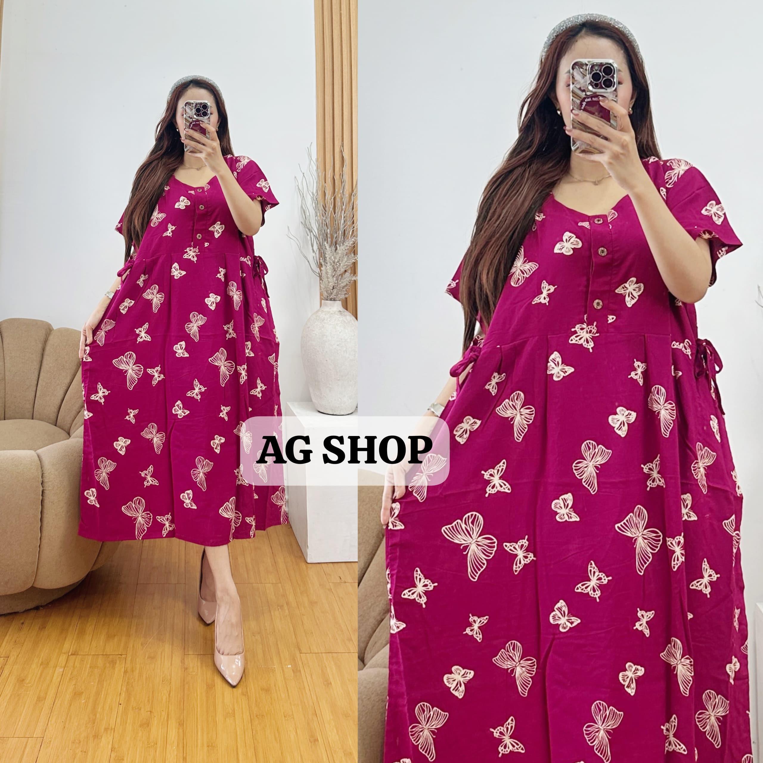 DRESS JUMBO WANITA TERBARU MOTIF KUPU BAHAN RAYON TEBAL DAN ADEM