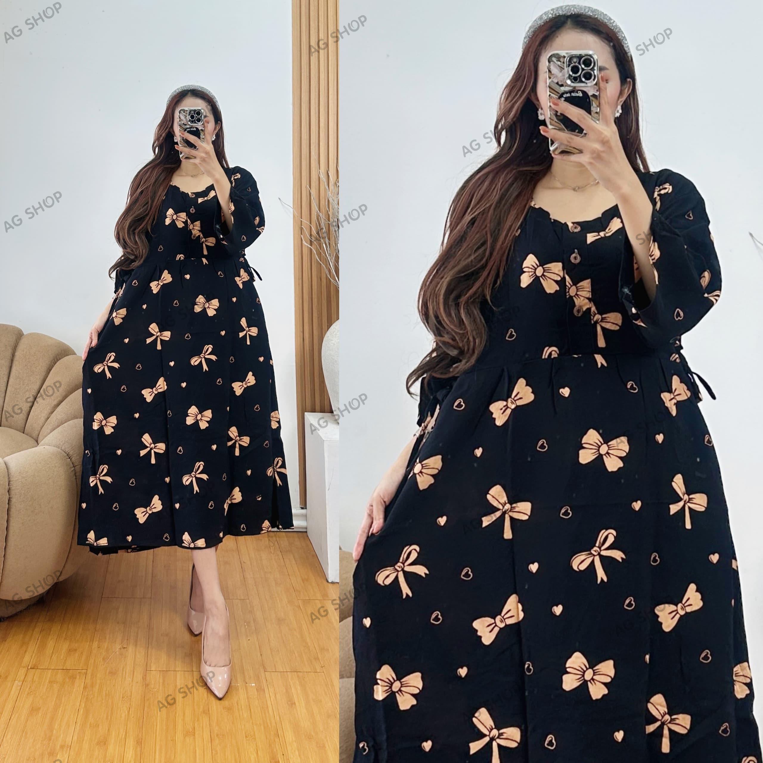 DASTER JUMBO WANITA LD 120 LENGAN 3/4 TERBARU 2025 DRESS BAHAN RAYON SUPER TEBAL BUSUI KANCING AKTIF