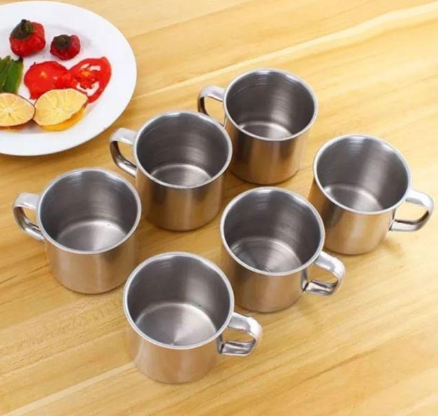 ( BISA COD ) PROMO GELAS MUG 7CM STAINLESS TANPA TUTUP ANTI BOCOR / MUG CANGKIR KOPI TEH MINI TEBAL