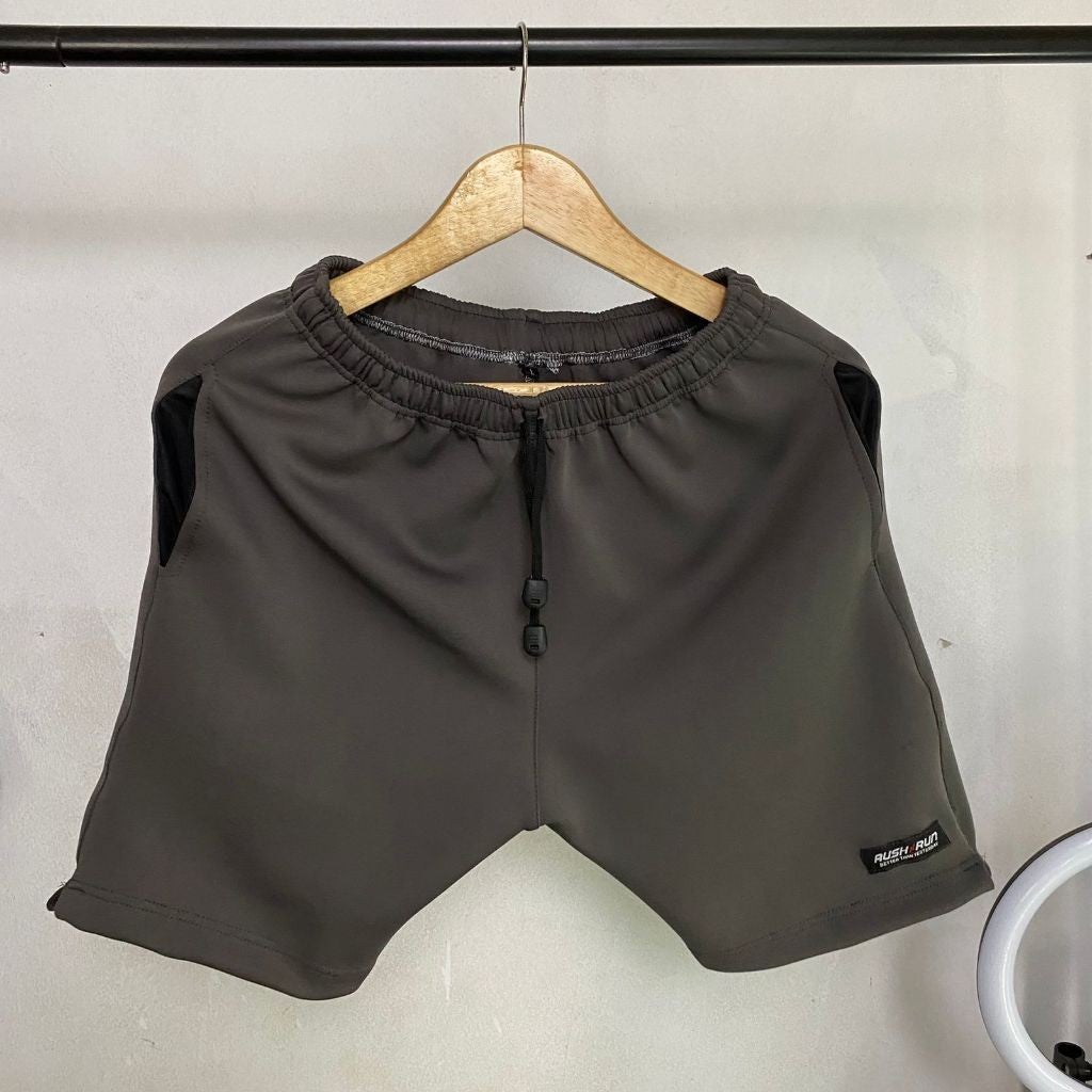 Rush N Run Celana Pendek Olahraga Lari Badminton Pria Slimfit Bahan Super Soft Scuba