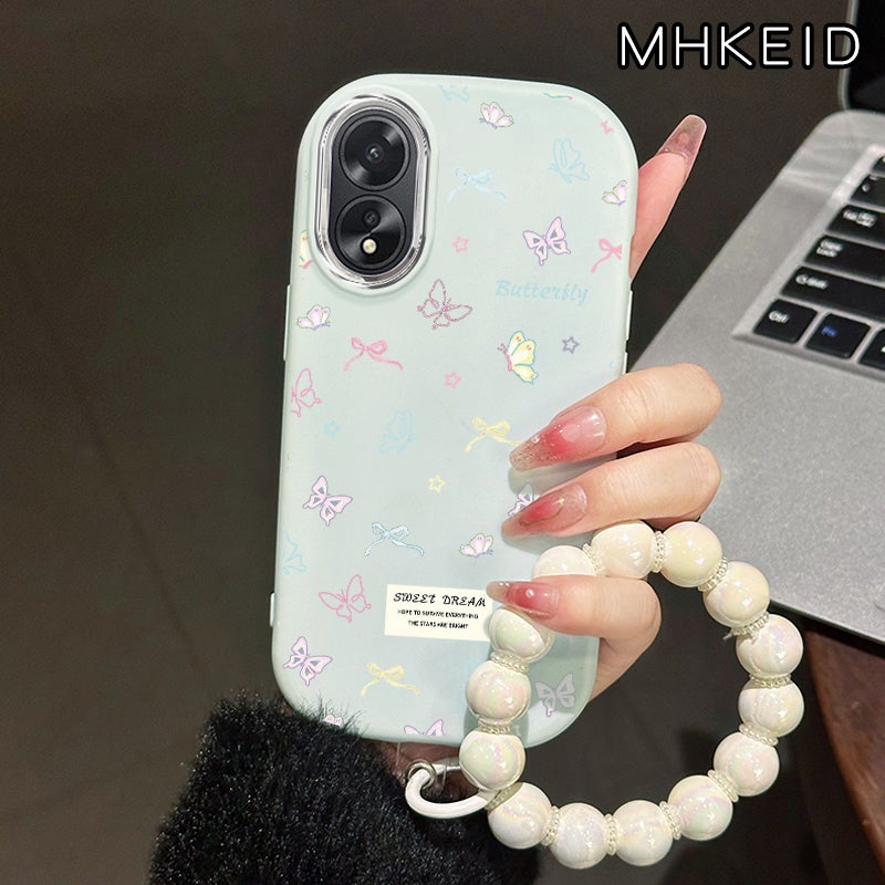 MHKEID Casing Hp Untuk OPPO A18 A38 A2x A17 A17K A16 A16s A54s A15 A15s A35 4G Case Casing Gelang HP Softcase Kasing silikon tahan pita Cesing Kesing