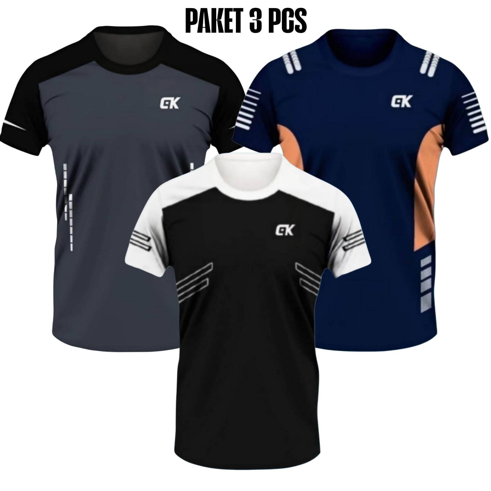 PAKET 3 PCS BAJU OLAHRAGA PRIA DR-YFIT LENGAN PENDEK BAJU GYM SLIMFIT KAOS SPORT RUNNING BADMINTON VOLLY SIZE L XL XXL