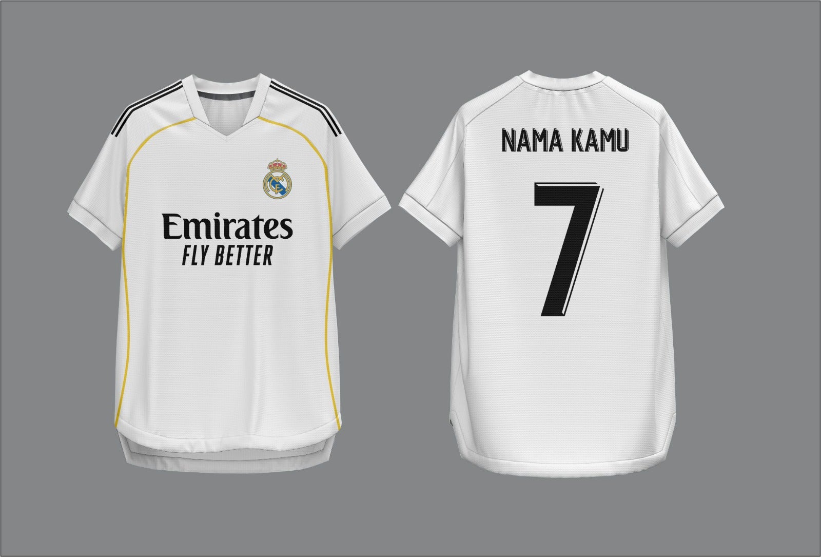 JERSEY BOLA DESAIN SENDIRI M4DRID 2025-2026 bisa request nama dan no