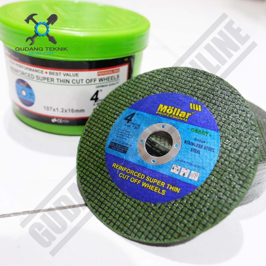 Batu Gerinda Potong 4" Mollar Green / Cutting Wheel Besi Stainles 4" MOLLAR / Batu Potong 4" MOLLAR