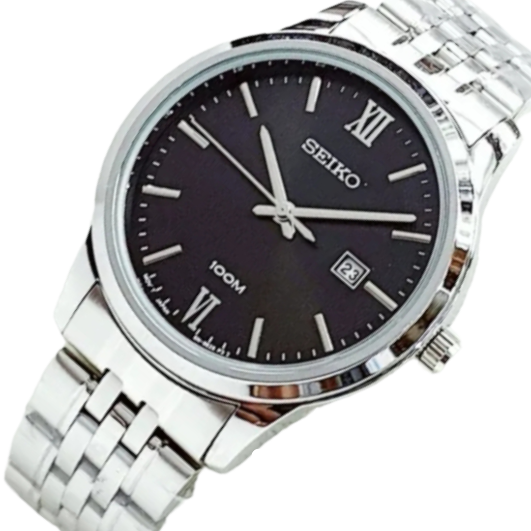 TERLARIS SEIKO JAM TANGAN PRIA TALI RANTAI JAM TANGAN SEIKO TANGGAL AKTIF FREE BOX