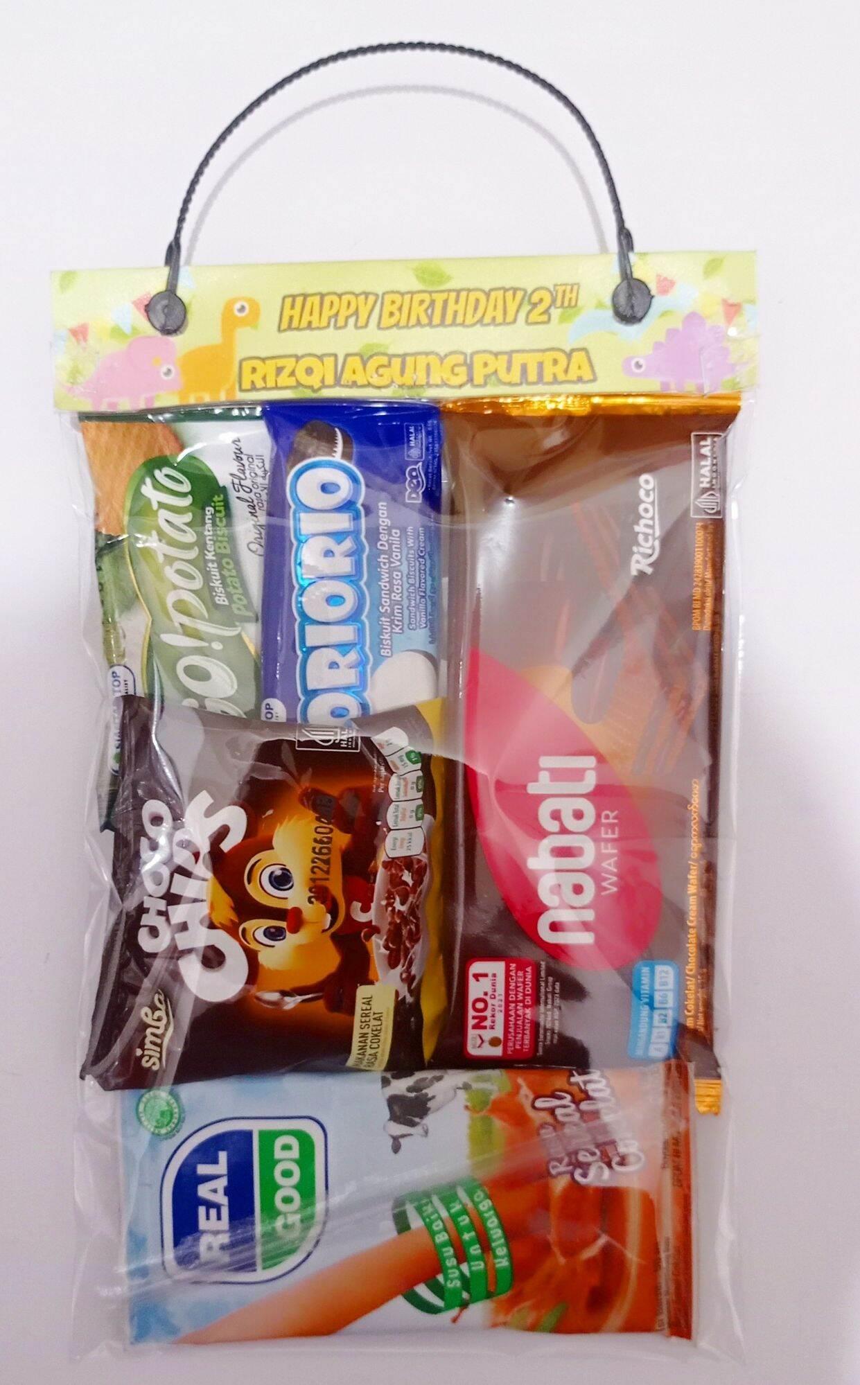 PARCEL SNACK (SUDAH TERMASUK SNACK) MURAH ACARA ULANG TAHUN TEDAK SITEN LEBARAN DLL GRATIS TAMBAH TEMA NAMA & FOTO