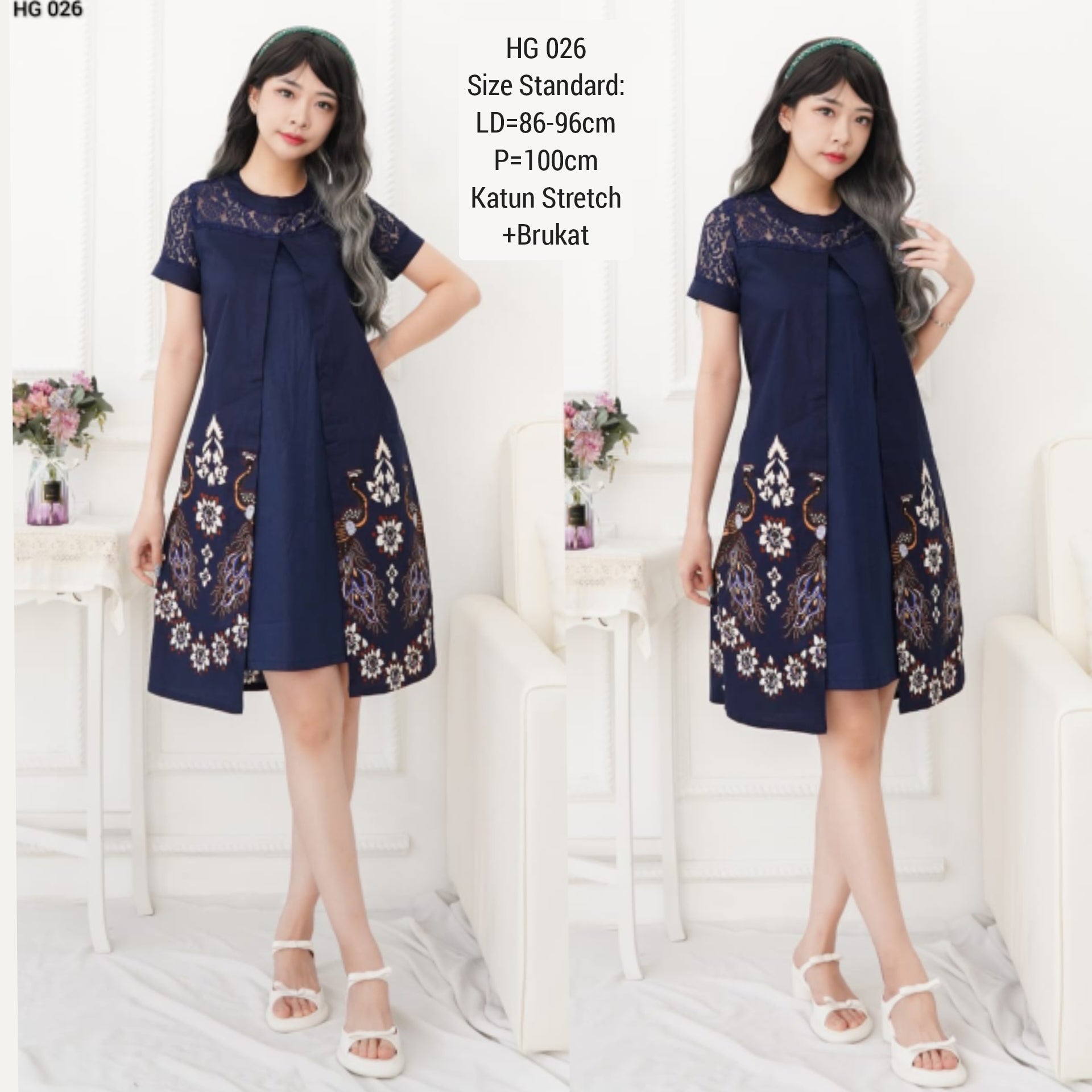 Dress Kiandra Batik Modern 026 Terusan Kerja Kantor Wanita Kuliah Kondangan Pesta Katun stretch melar