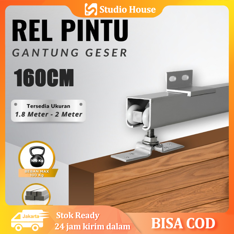Rel Pintu Geser/Sliding Rail Galvanis D2/J2 Panjang 1.6meter Komplit Set