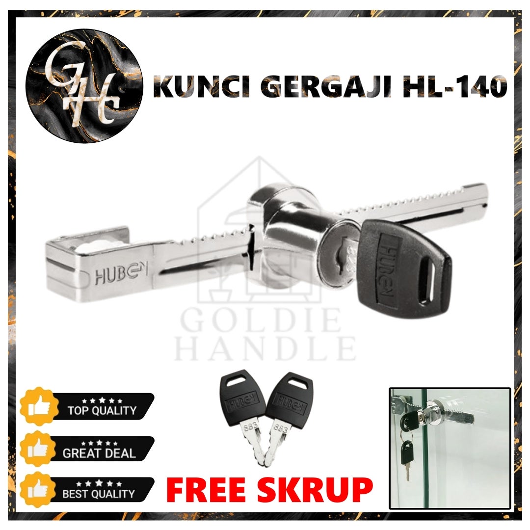 Kunci Gergaji Etalase Kaca Geser HL 140 Kunci Kaca Gergaji Buaya Geser