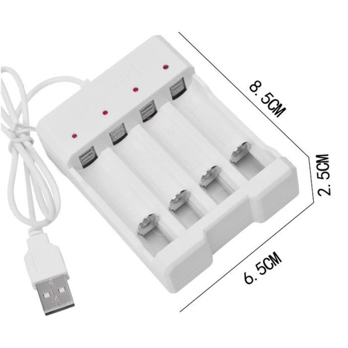 Charger Baterai Via USB Port 4 slot for AA/AAA Cas Batre A2 A3