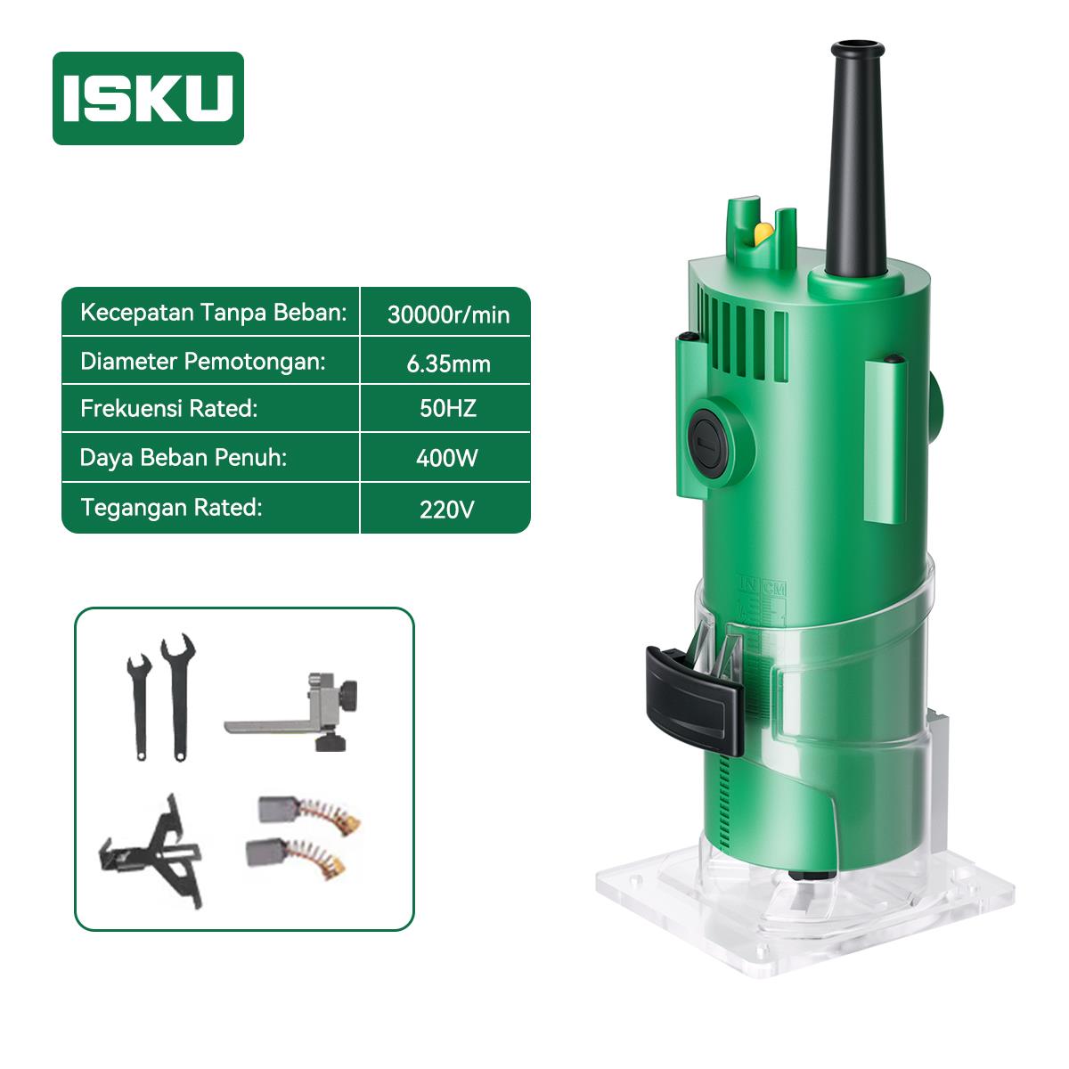 ISKU Mesin Profil Kayu 400/450W Mesin Profil Router Trimmer Kayu Fullset Murah Wood Trimmer