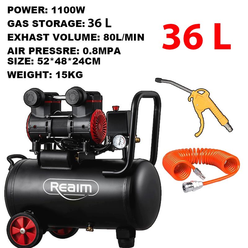 Reaim Kompresor Angin 36L Oilless Listrik 1100W Alat Tekanan Udara Mesin Pompa Angin Ban Mobi Garansi Resmi