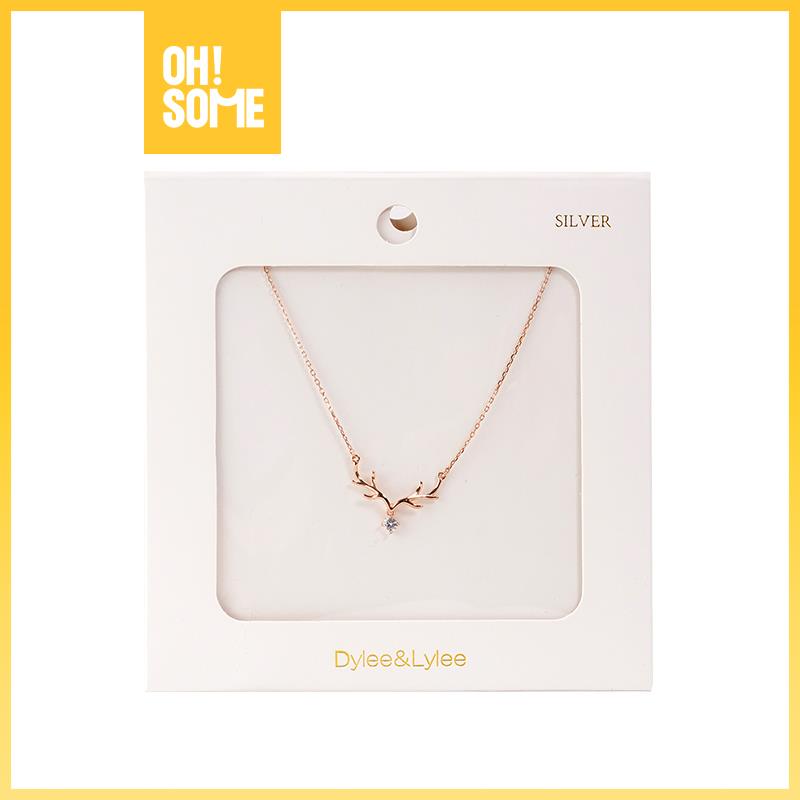 OHSOME Kalung Clavicle Perak 925 WARNA MERAH MUDA/EMAS Elegan dan Berkualitas