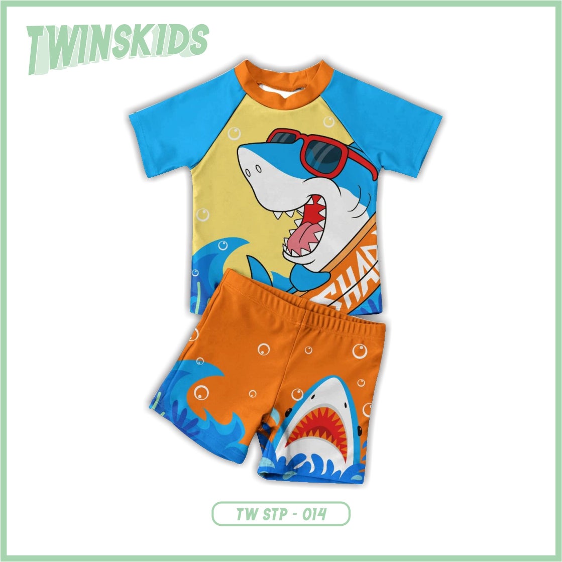 Baju renang anak laki laki setelan 1set celana dan baju untuk anak umur 1-8 tahun 08