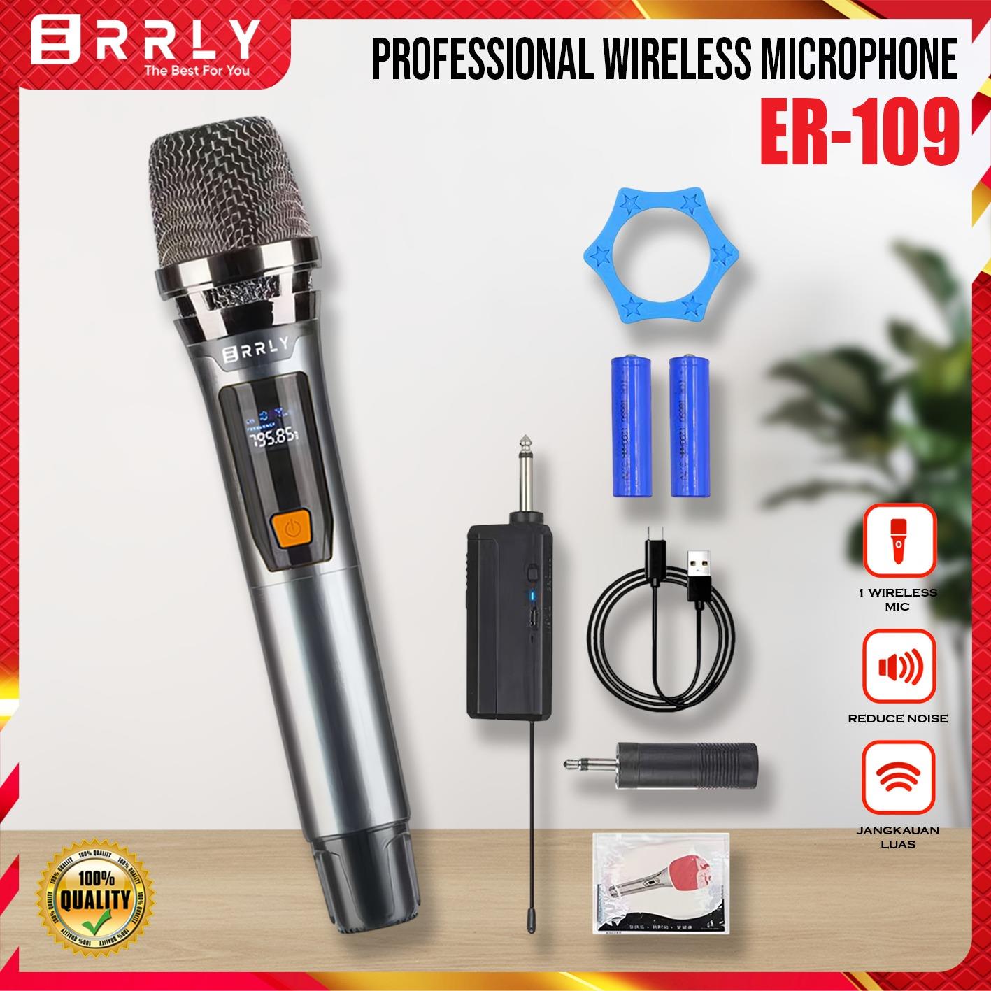 News ERRLY Mic Karaoke YF109 YF109S Microphone Wireless Genggam DARK GRAY Edition With Led Display Riciver System