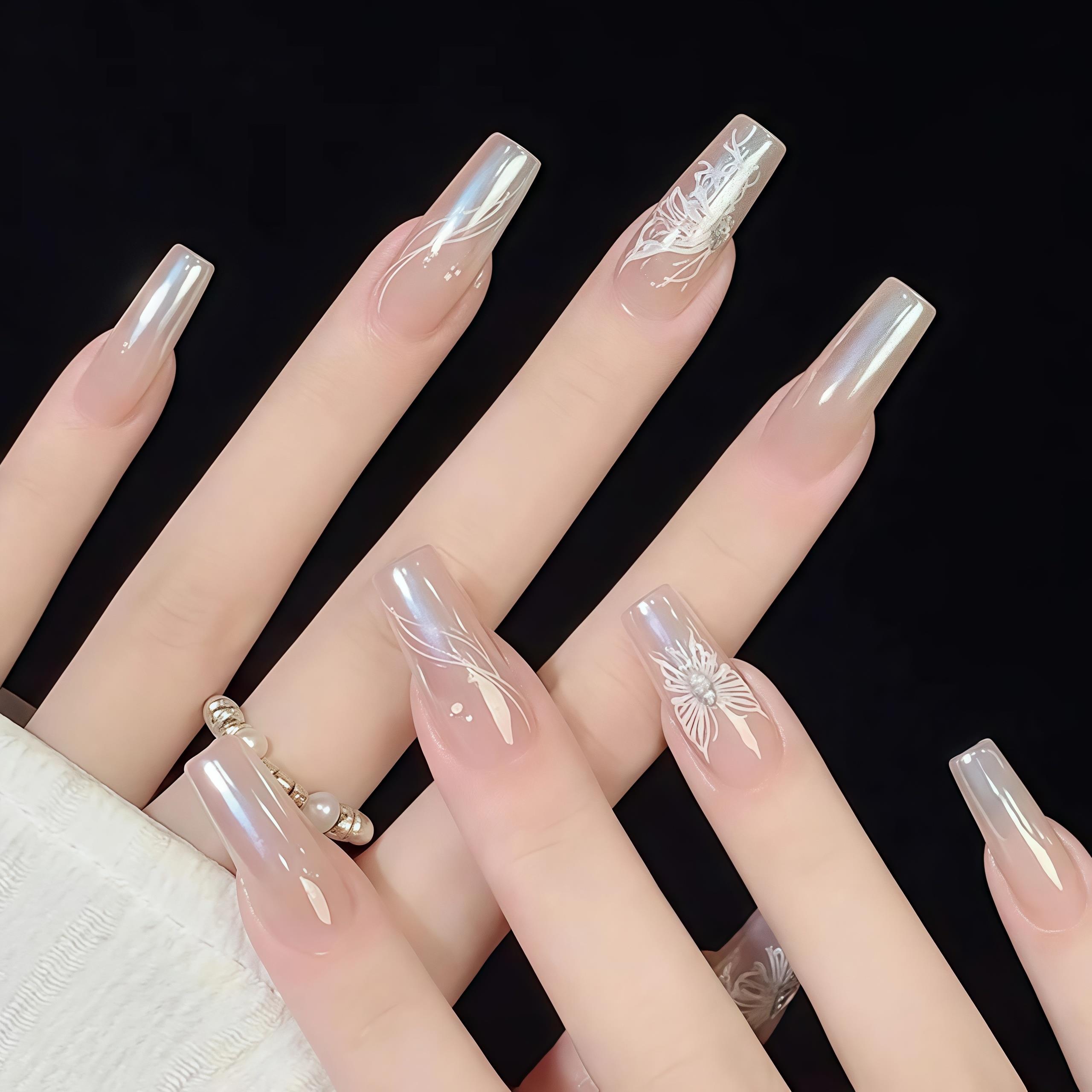 Kuku Palsu Nail Art Dan Lem Jely Fake Nails Wisuda Aesthetic Lengkap Nikahan COD A3372