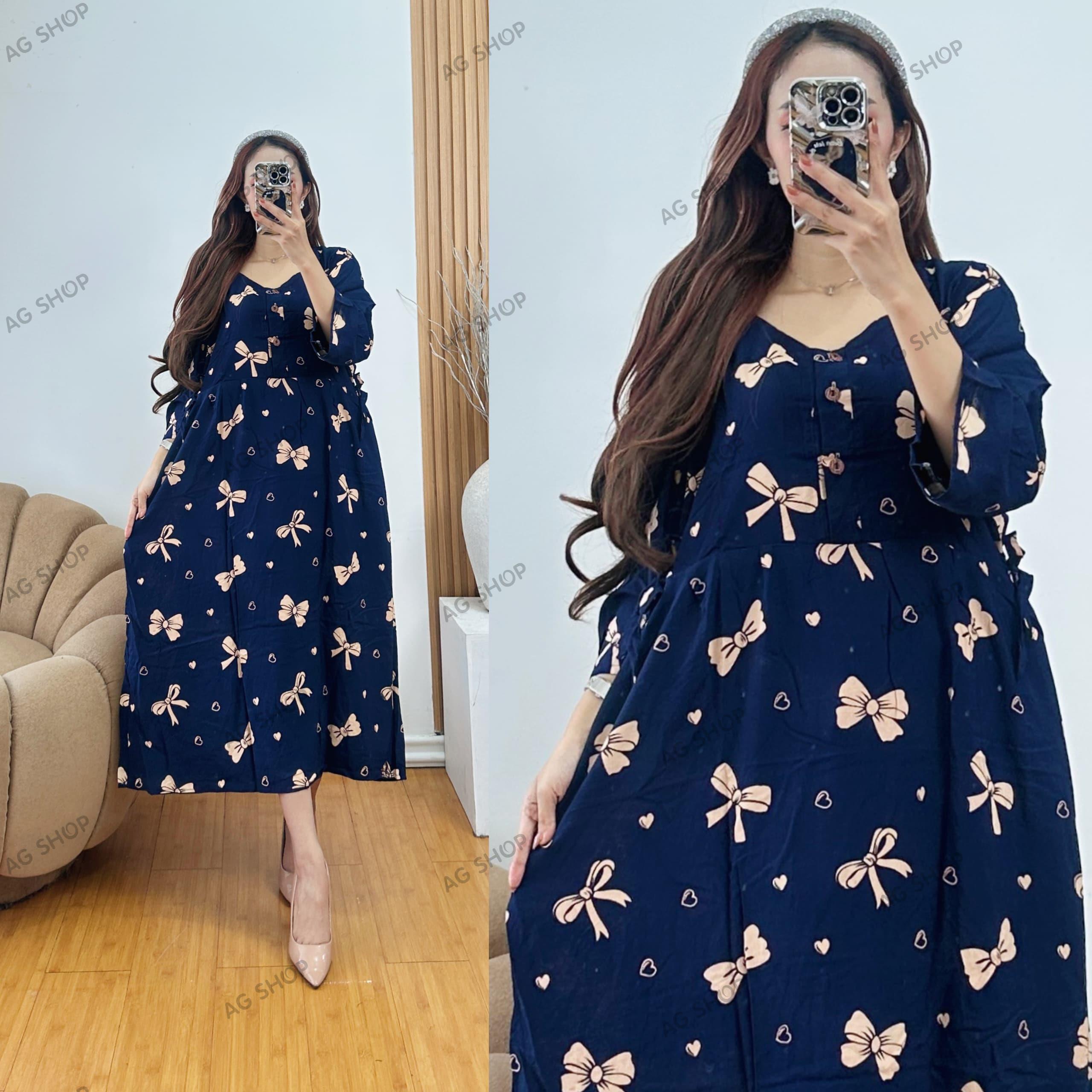 DASTER JUMBO WANITA LD 120 LENGAN 3/4 TERBARU 2025 DRESS BAHAN RAYON SUPER TEBAL BUSUI KANCING AKTIF