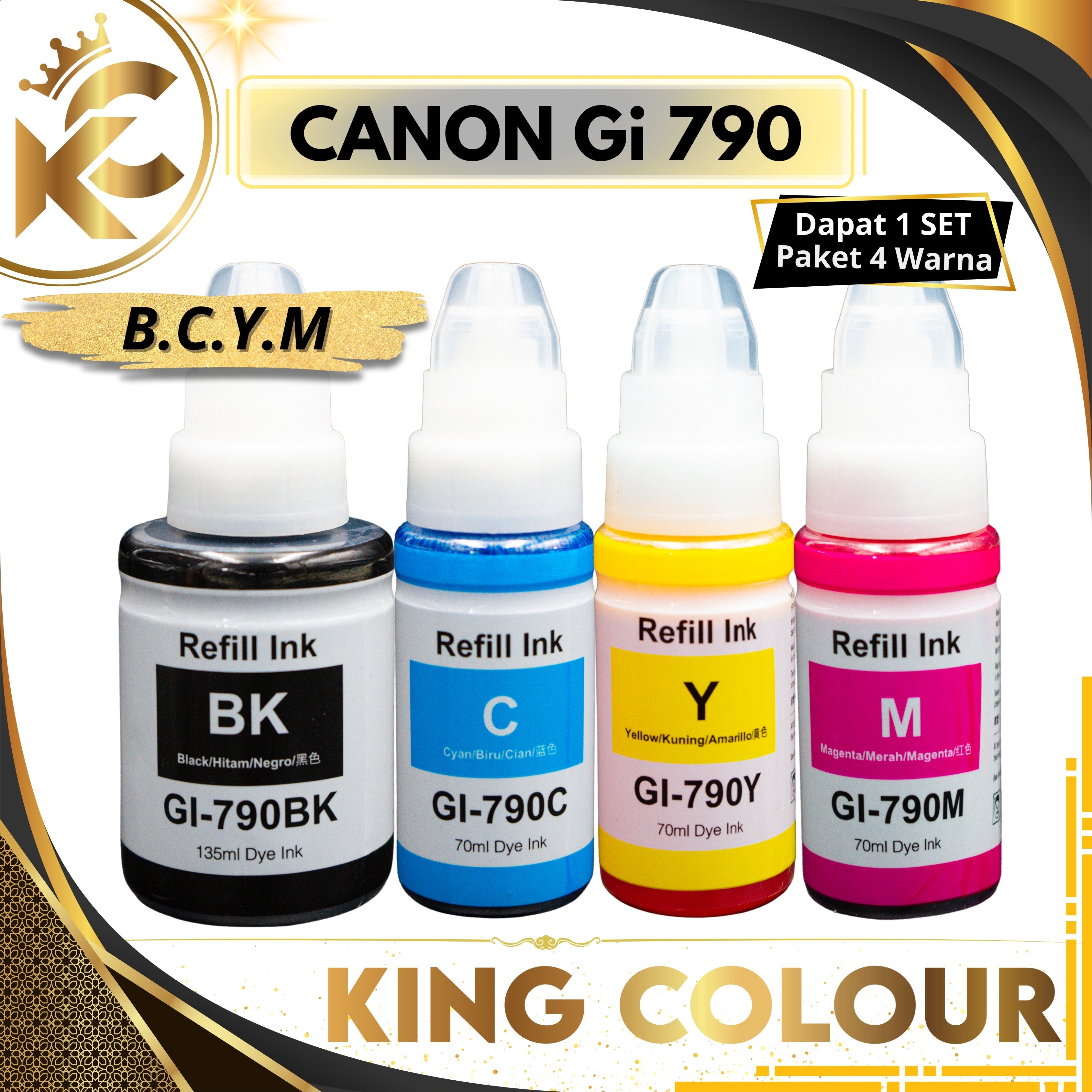 TINTA CANON PIXMA Gi 790 ( 1 SET ) PRINTER SERIES G1000 G2000 G2010 G3010 G4010 G1010 G2002 G3000 G4000