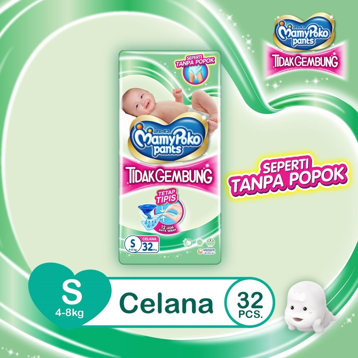 MamyPoko Pants X-tra Kering Slim Tidak Gembung S32 (4-8kg)