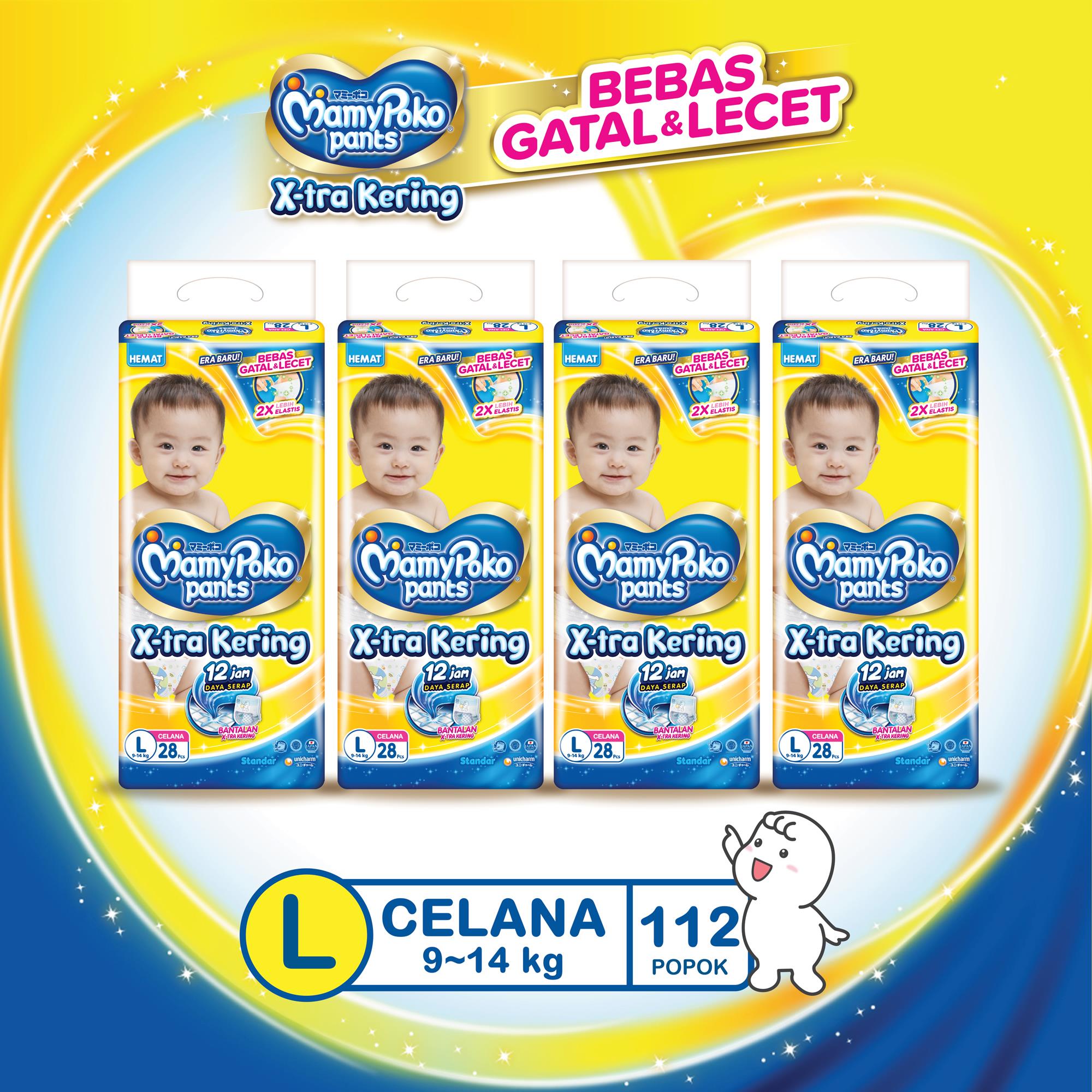 MamyPoko Pants X-tra Kering L28 x4 (9-14kg) isi 112 pcs [Karton]