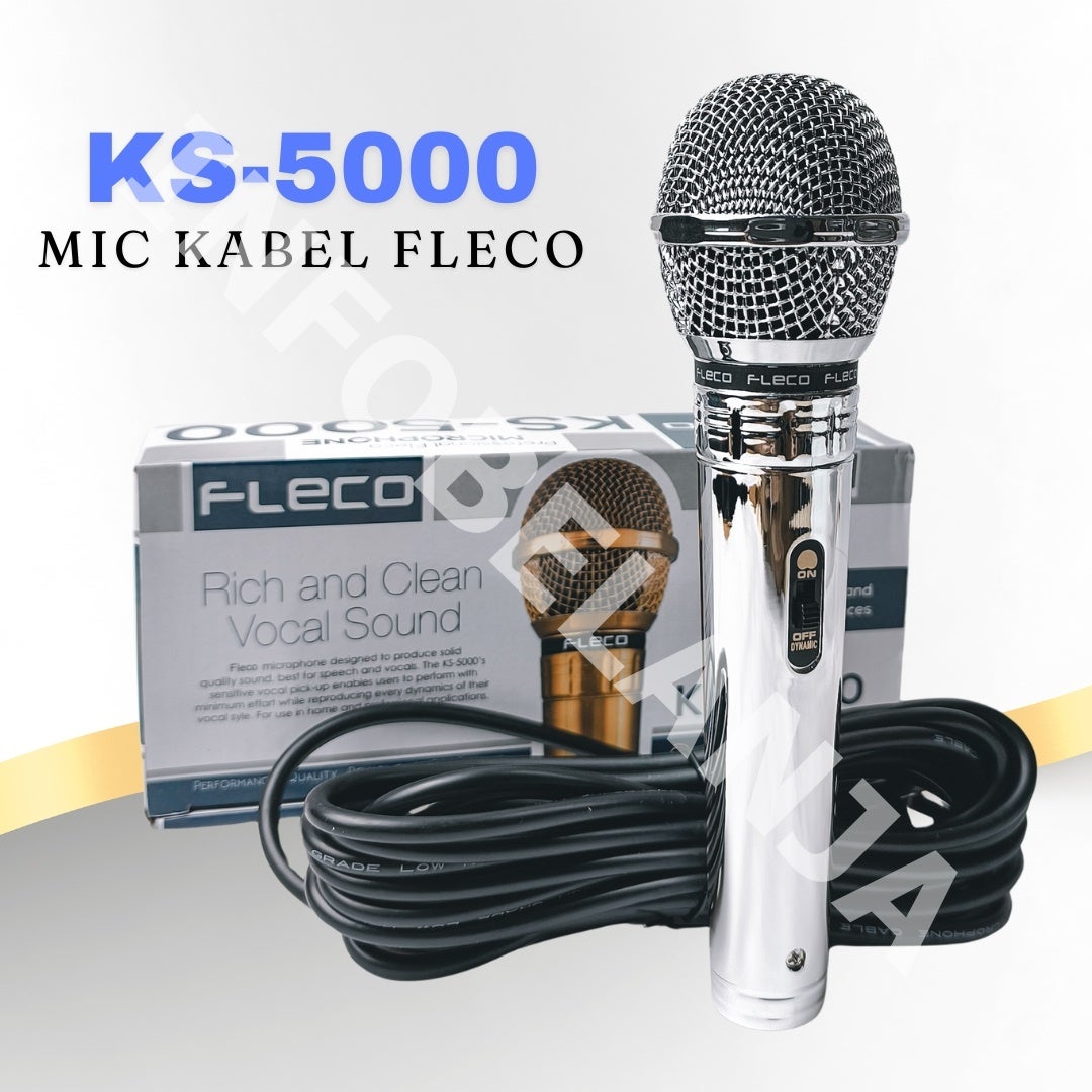 Professional Microphone Cable Mic Kabel Fleco KS-5000 Gold Hypercardioid Panjang Kabel 5 Meter