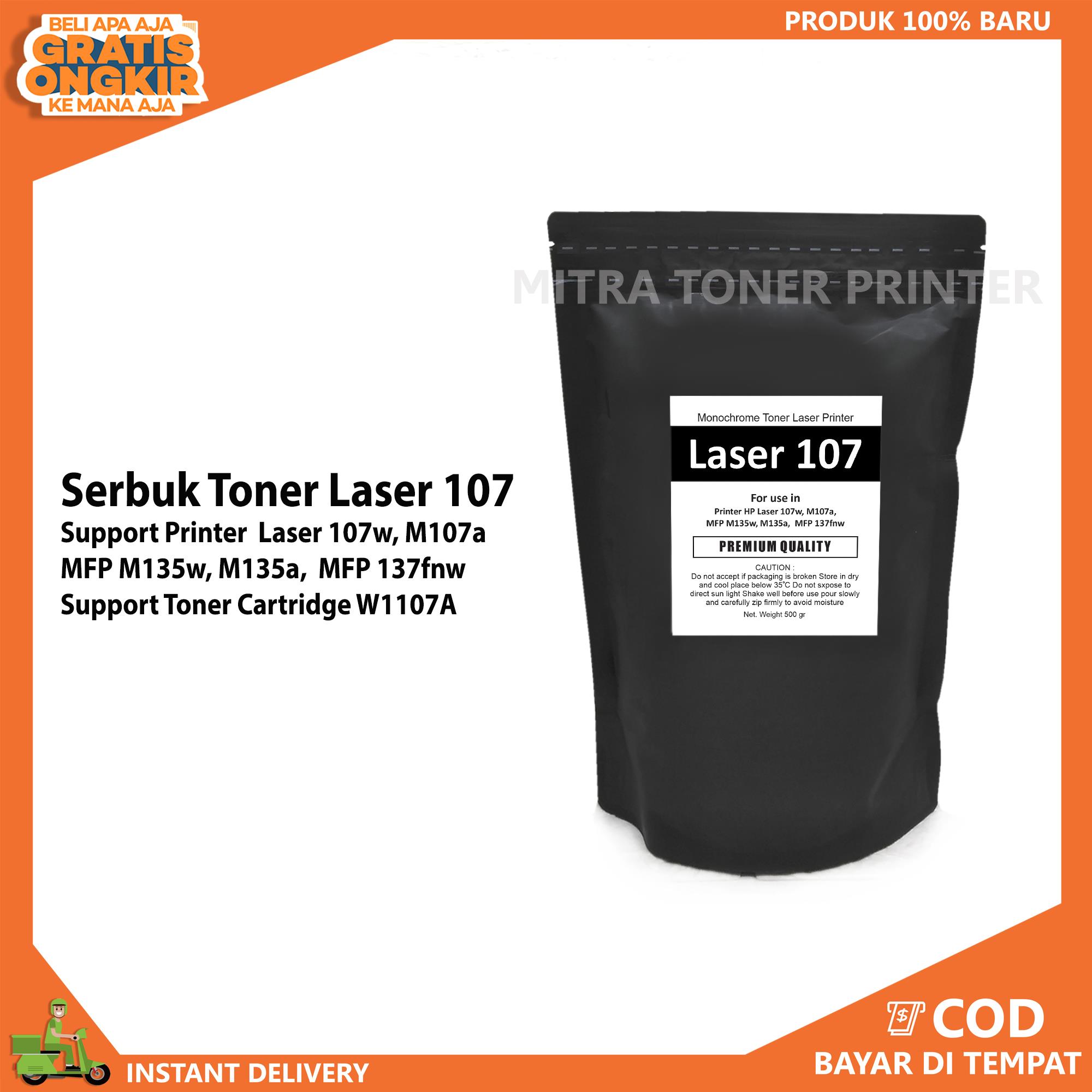Serbuk toner printer Laser 107w M107a MFP M135w M135a MFP 137fnw Cartridge - W1107A kemasan 500grm