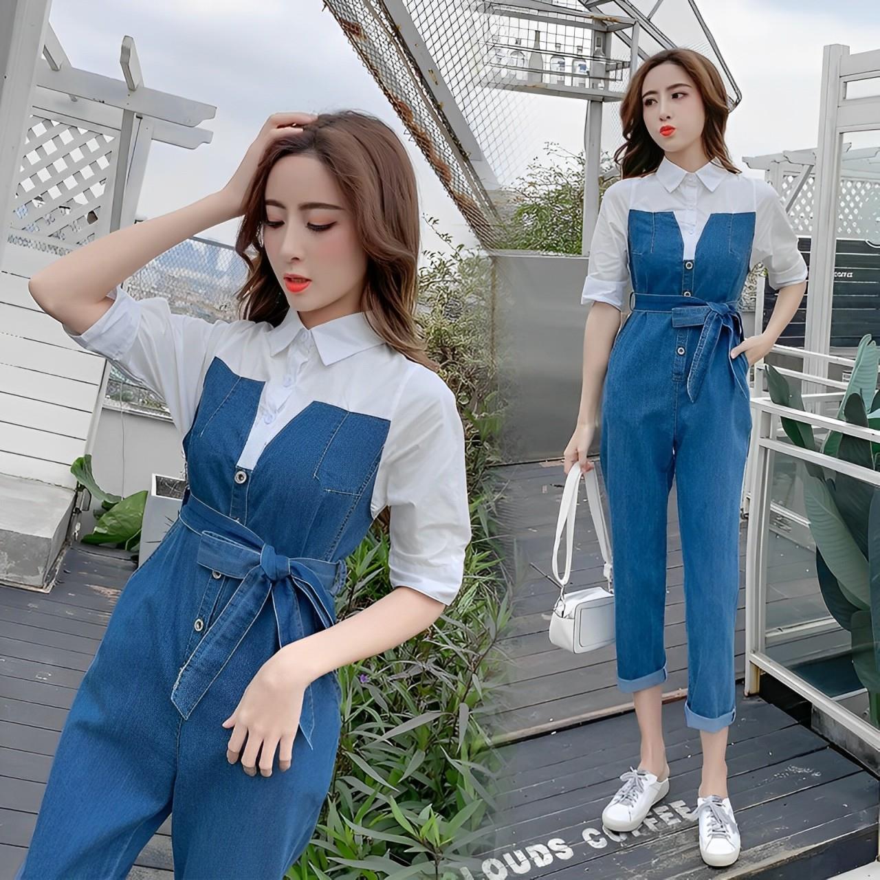 ISF Jumpsuit Dessy Ld 100 cm P 130 cm B 250 gr Cotton Supernova Combine Mosscrepe Viscose #4119