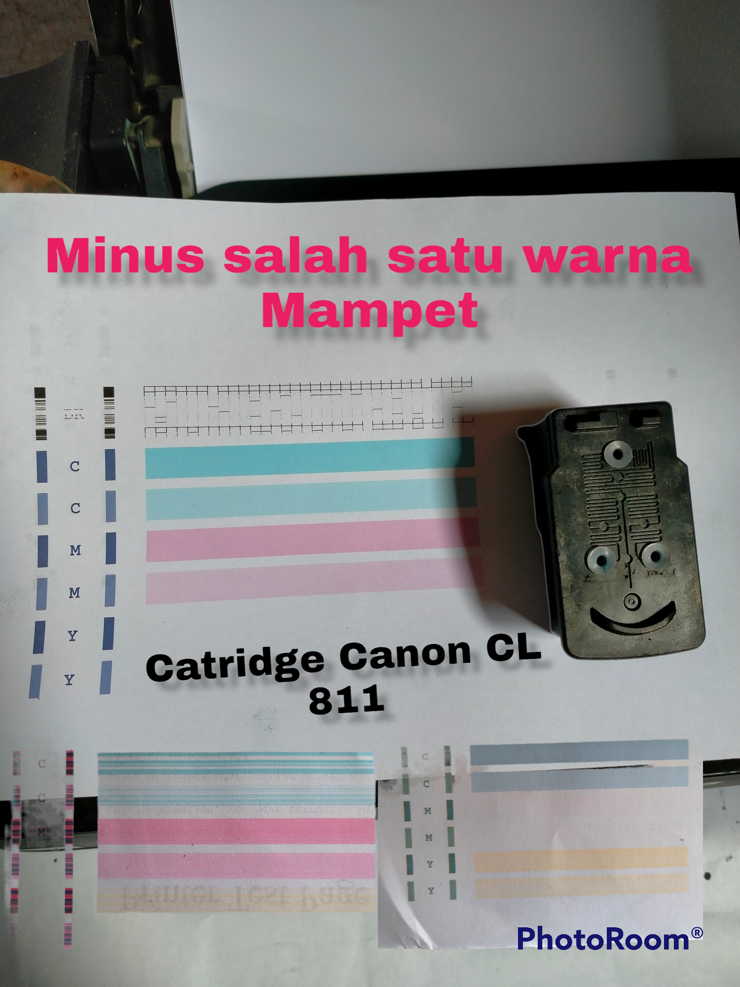 catridge printer Canon IP 2770 MP 287 mp 237 Cl 811 minus salah satu warna mampet