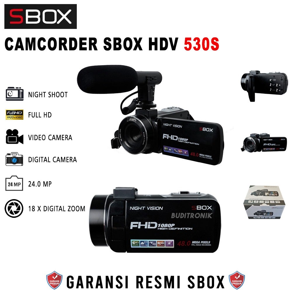 Handycam Sbox Full HD With Microphone / 24Mp Sbox S530 Camcorder
