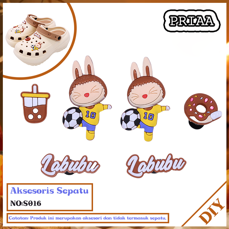 Priaa Aksesori stiker pesona sandal 3D kartun cocok untuk dekorasi pesona sandal yang dapat dilepas