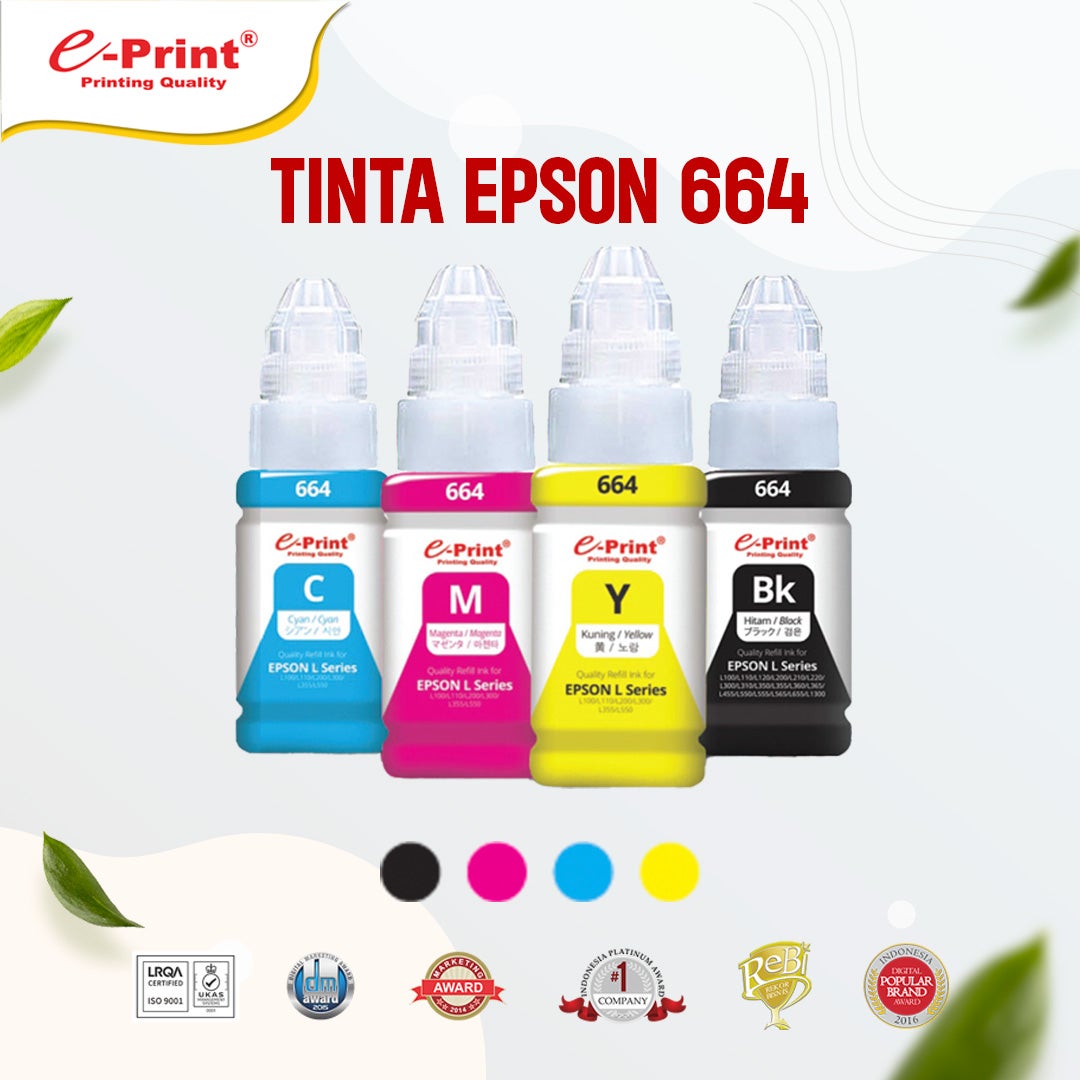 E-Print Tinta Printer Epson L-Series 664 Universal Black & Color Compatible 80ml - 1Botol