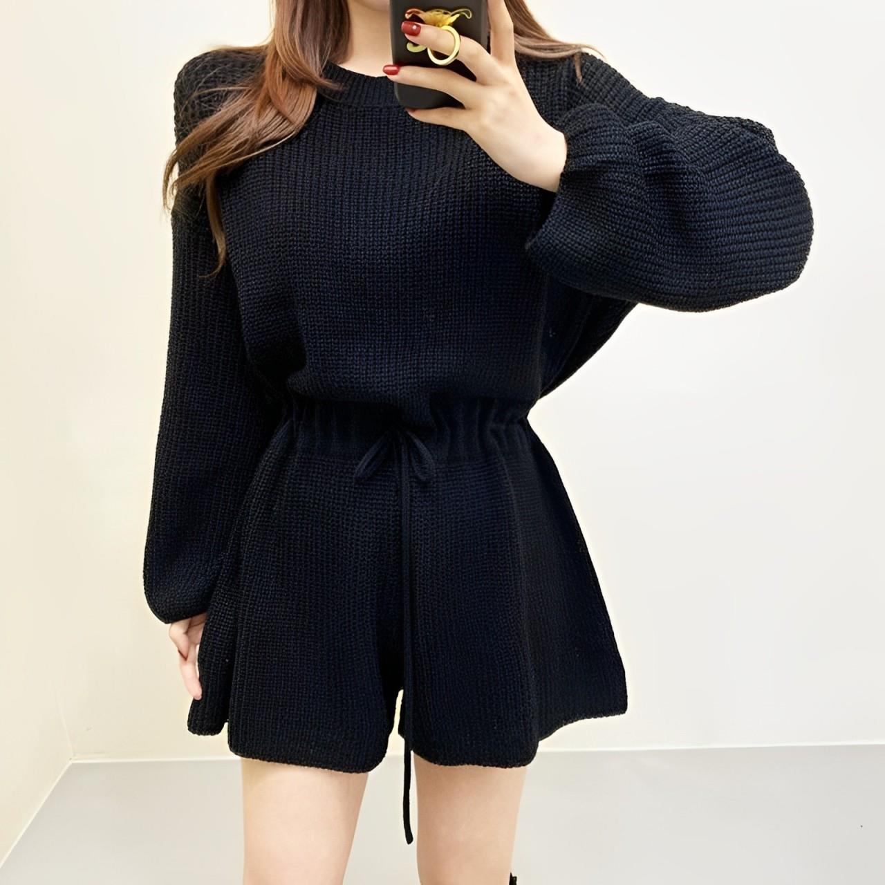 R Outlet - Jumpsuit Overall Rajut Over Size Lengan Panjang Kerah Bulat #4424
