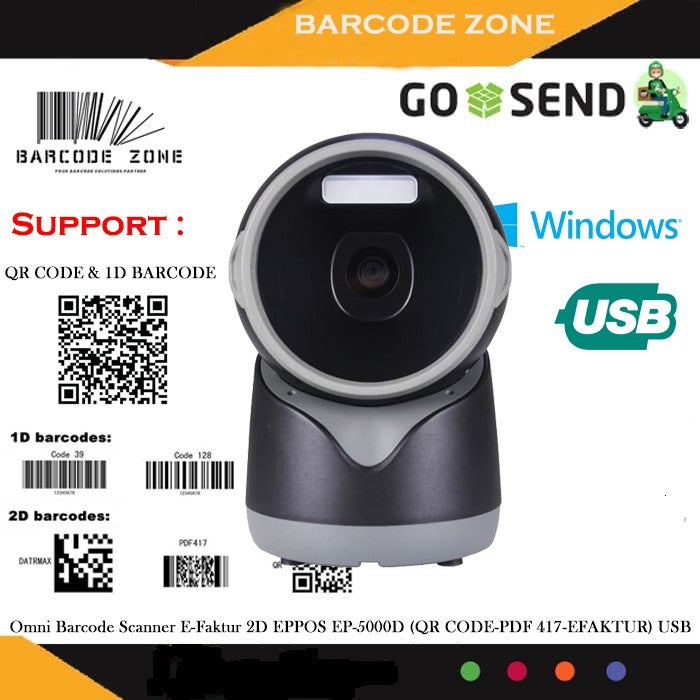 2D OMNI BARCODE SCANNER EPPOS EP-5000D (QR CODE/PDF417/EFAKTUR) AUTOSENSE