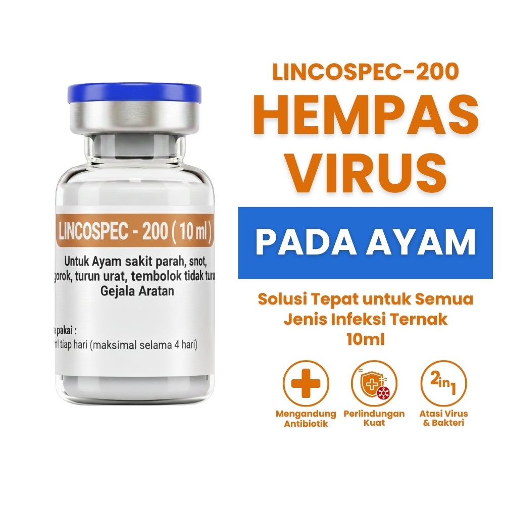 Lincospec 200 10ml - Obat Ngorok CRD Snot Ngorok Pada Ayam - Obat Sakit Unggas
